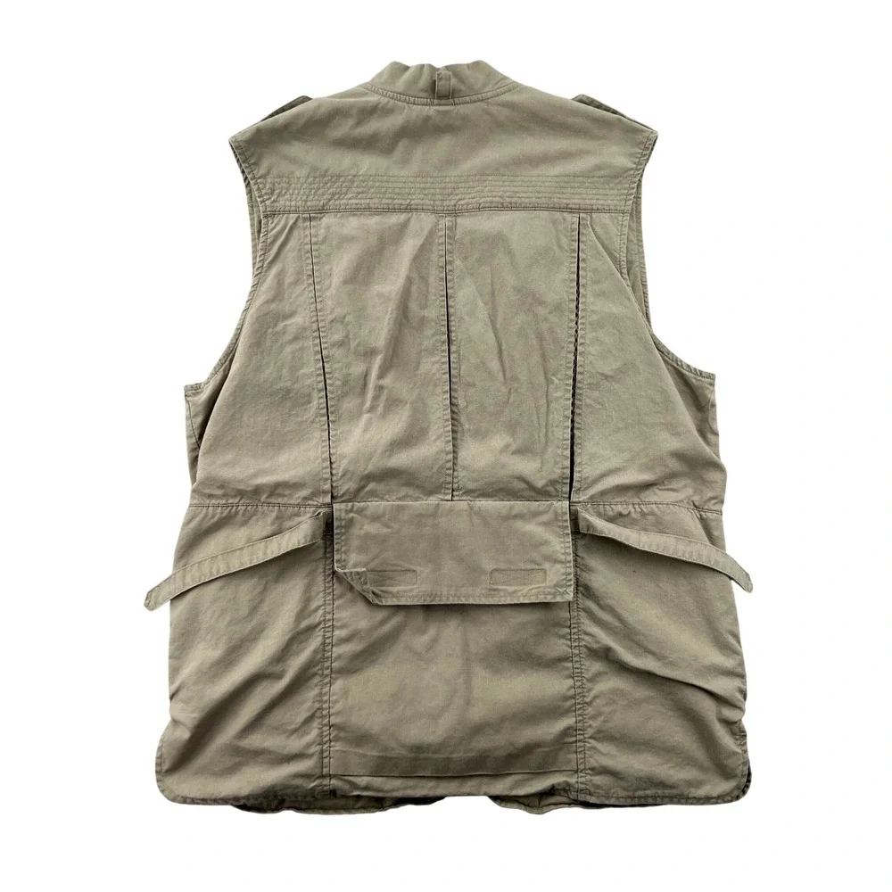 Lands‎ End Khaki Cotton Multi Pocket Utility Fishing Vest Men Medium Safari GORP